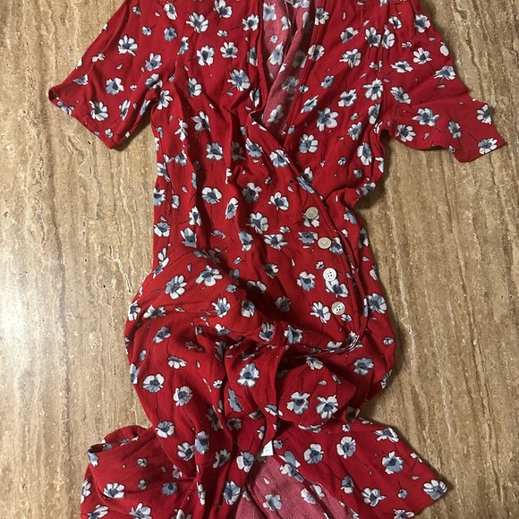 Rouje Gabin Dress Red Floral Midi Dress - Picture 5 of 7